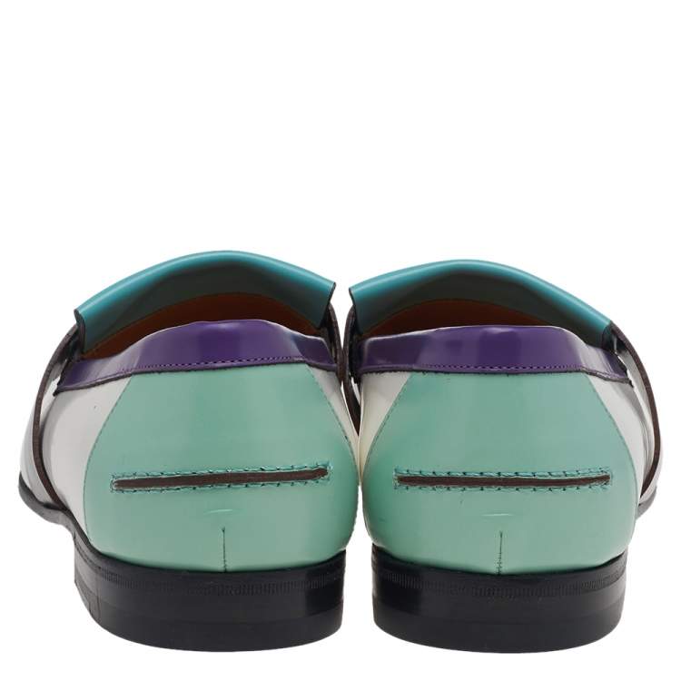 مملوكة مسبقًا Gucci Multicolor Leather Fringes Tassels Slip On Loafers size 41