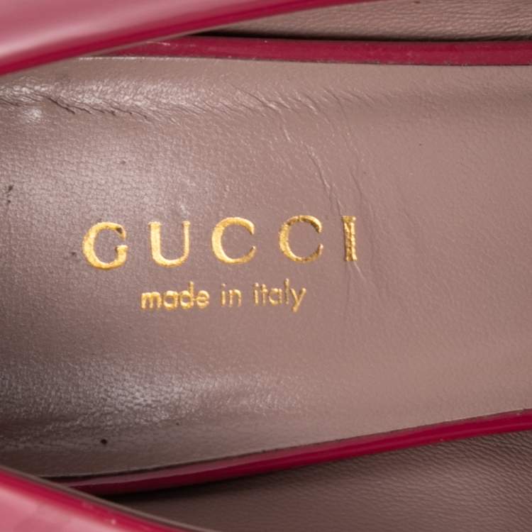 Pre Owned Gucci Pink Patent Leather Horsebit Pumps Size 36.5