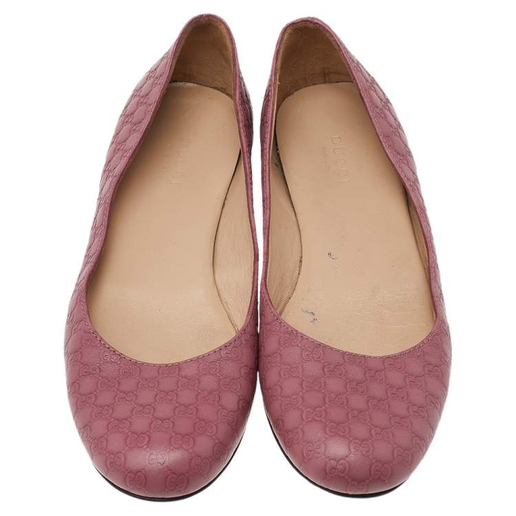 Pre Owned Gucci Pink Micro Guccissima Leather Ballet Flats Size 37