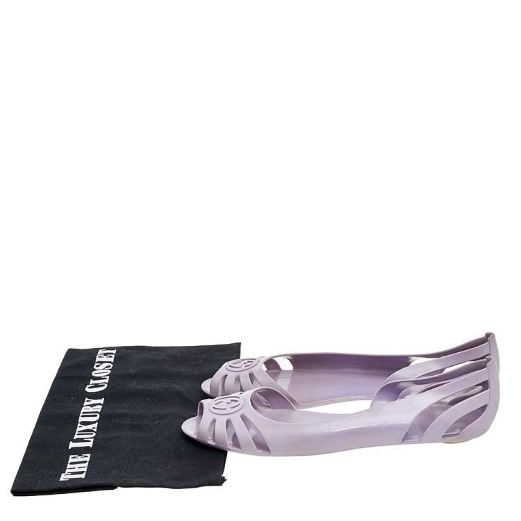 Pre Owned Gucci Purple Interlocking GG Jelly Ballet Flats Size 38