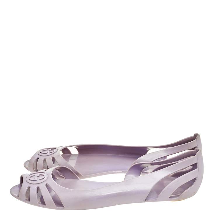 Pre Owned Gucci Purple Interlocking GG Jelly Ballet Flats Size 38