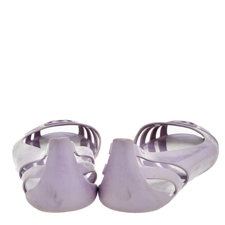 Pre Owned Gucci Purple Interlocking GG Jelly Ballet Flats Size 38