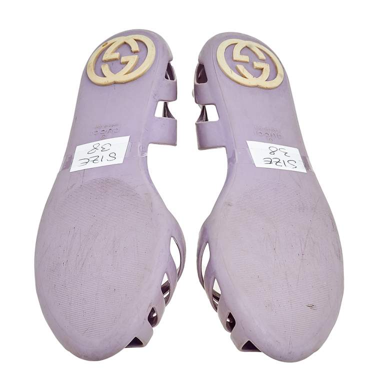 Pre Owned Gucci Purple Interlocking GG Jelly Ballet Flats Size 38