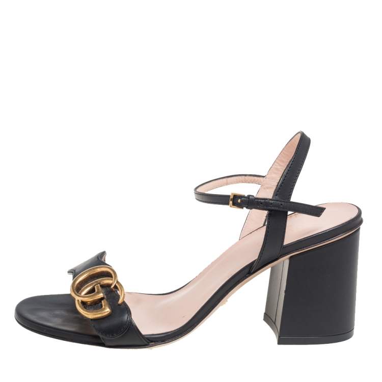 GG Leather Sandals in Black - Gucci