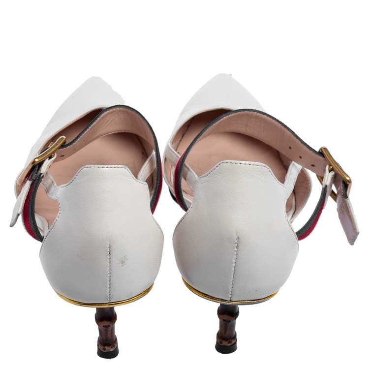 Pre Owned Gucci White Leather Unia Pumps Size 37