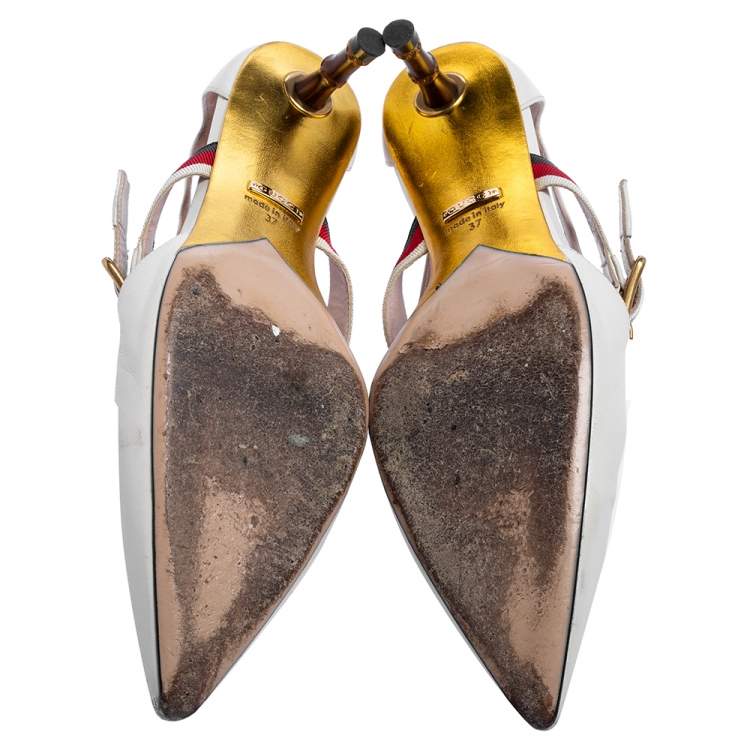 Pre Owned Gucci White Leather Unia Pumps Size 37