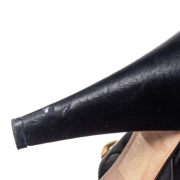 Pre Owned Gucci Black  Leather Slide  Babouska Sandals Size 38.5