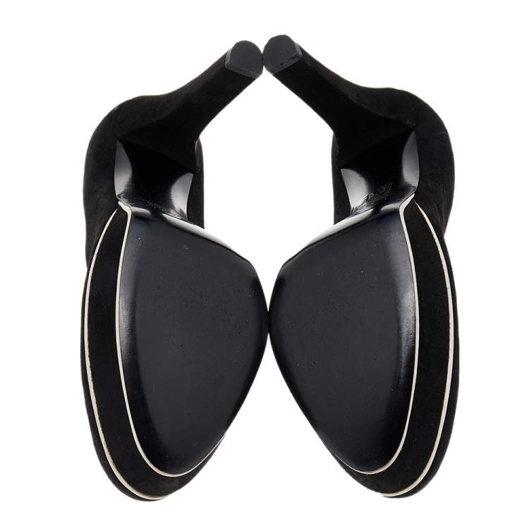 Pre Owned Gucci Black Suede Huston Platform Pumps Size 38.5