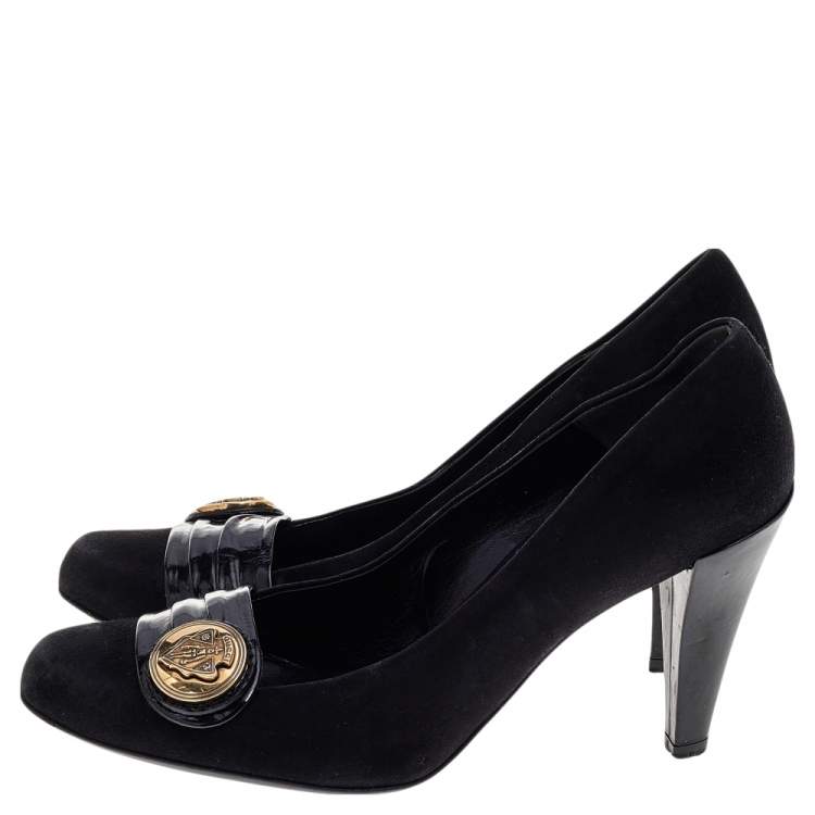 Pre Owned Gucci Black Suede And Patent Leather Hysteria Pumps Size 39