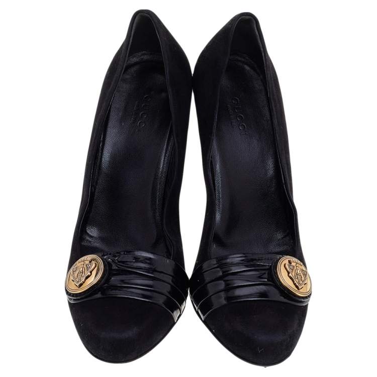 Pre Owned Gucci Black Suede And Patent Leather Hysteria Pumps Size 39