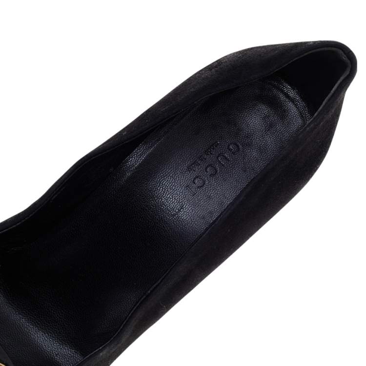 Pre Owned Gucci Black Suede And Patent Leather Hysteria Pumps Size 39