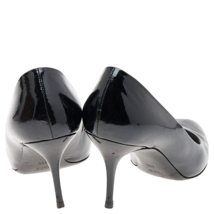Pre Owned Gucci Black Patent Leather Pumps Size 40