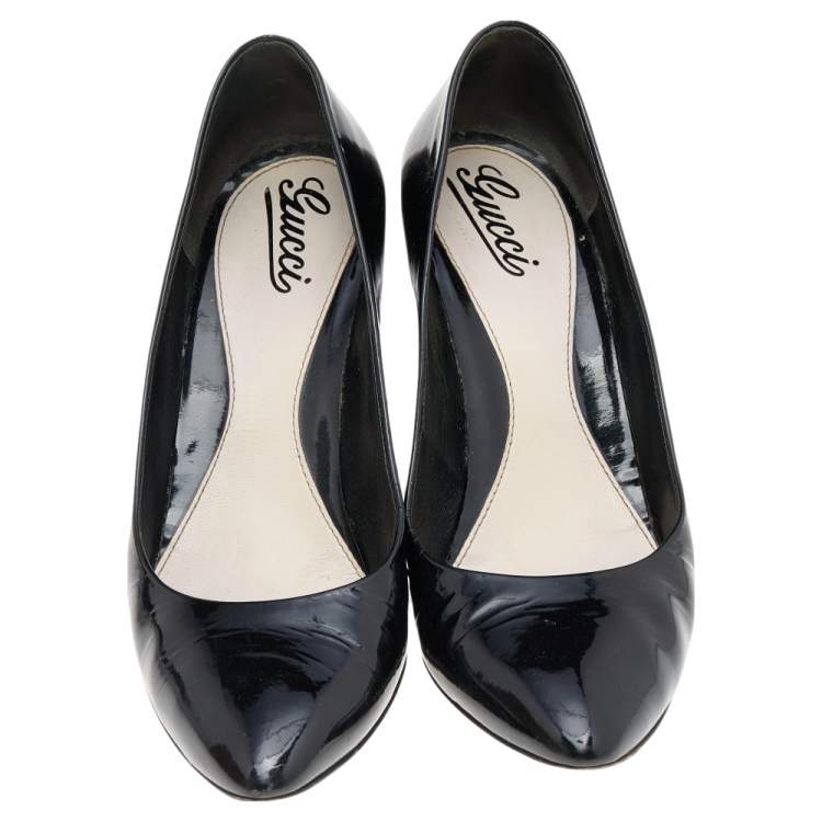 Pre Owned Gucci Black Patent Leather Pumps Size 40