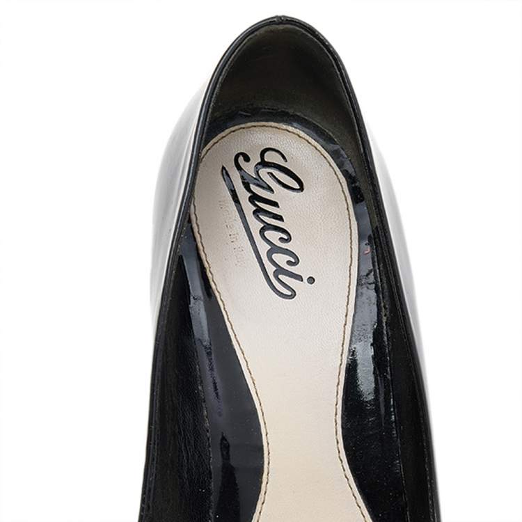 Pre Owned Gucci Black Patent Leather Pumps Size 40