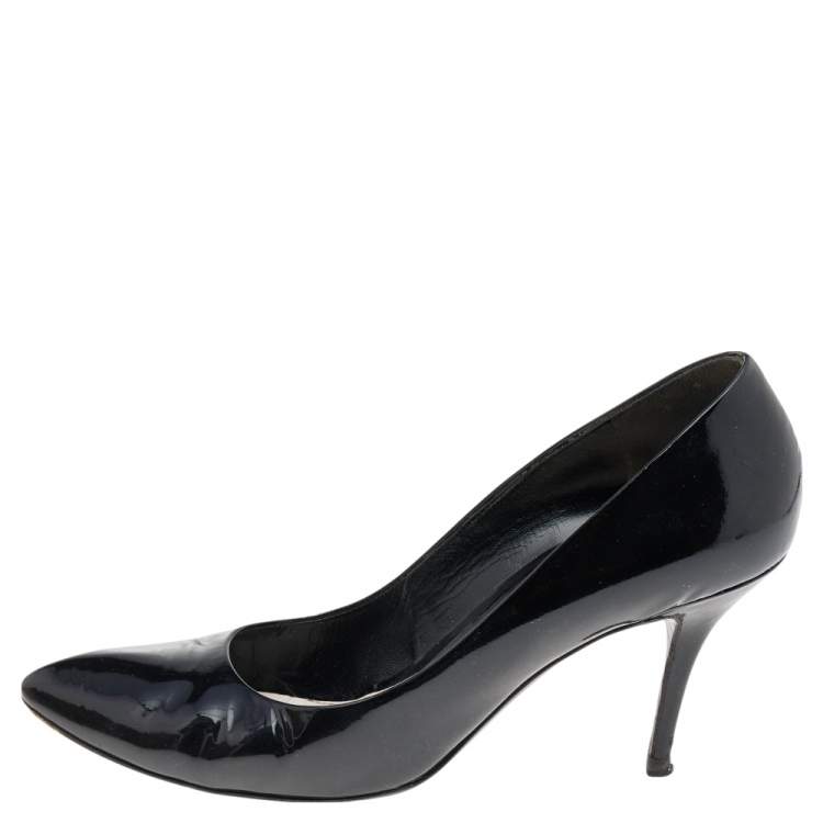 Pre Owned Gucci Black Patent Leather Pumps Size 40