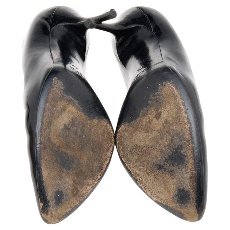 Pre Owned Gucci Black Patent Leather Pumps Size 40