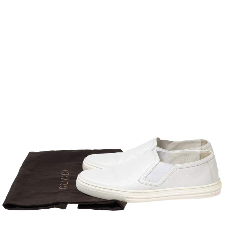 Pre Owned Gucci White Guccissima Leather Slip On Sneakers Size 40
