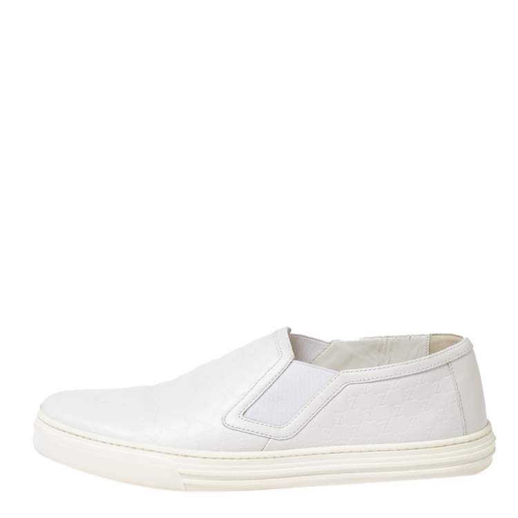 Pre Owned Gucci White Guccissima Leather Slip On Sneakers Size 40