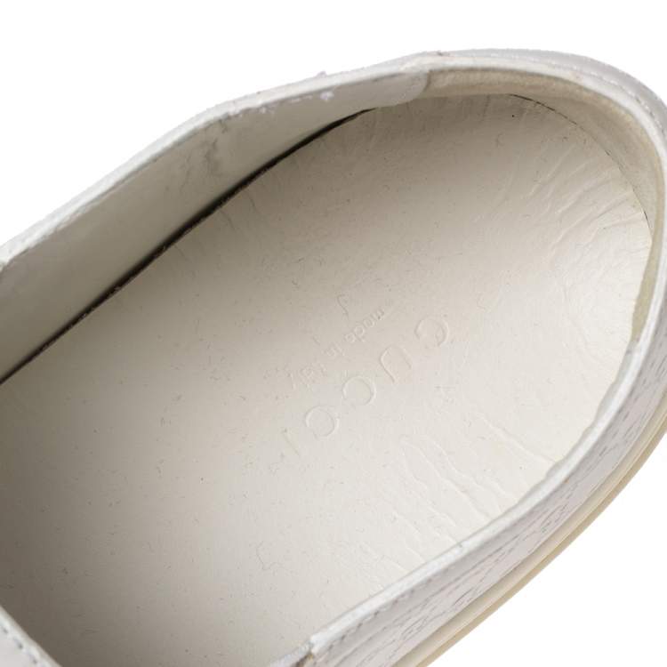 Pre Owned Gucci White Guccissima Leather Slip On Sneakers Size 40