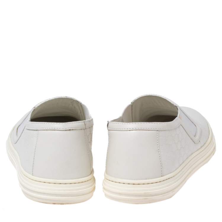 Pre Owned Gucci White Guccissima Leather Slip On Sneakers Size 40