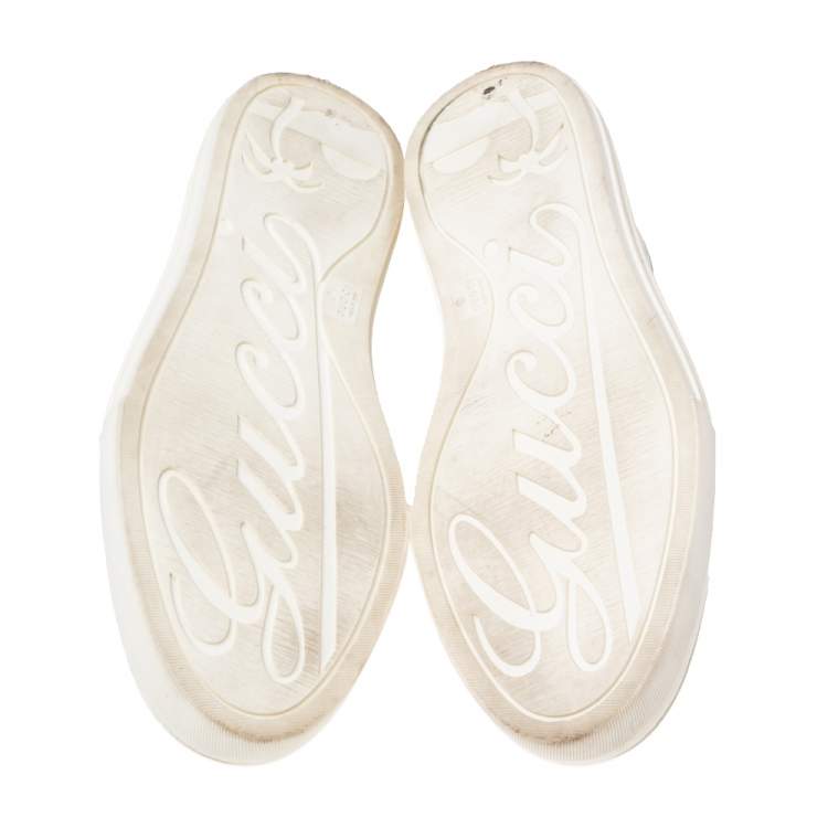 Pre Owned Gucci White Guccissima Leather Slip On Sneakers Size 40