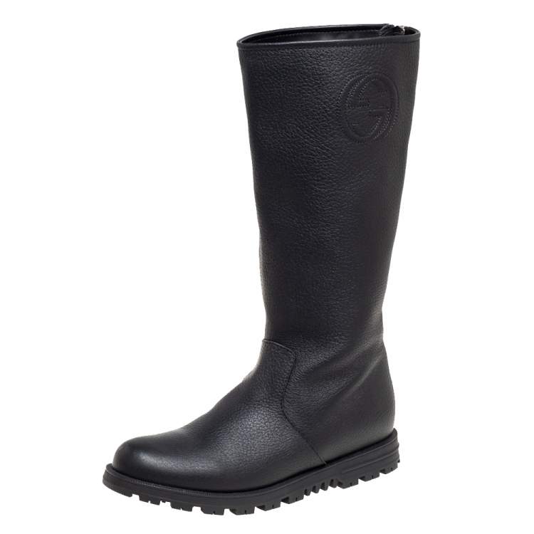 Gucci Black Leather Zip Up Knee Length Boots Size 37 Gucci | TLC