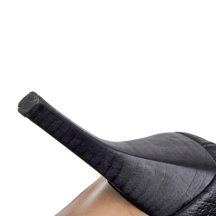 Pre Owned Gucci Black GG Canvas And Leather Horsebit Pumps Size 37.5