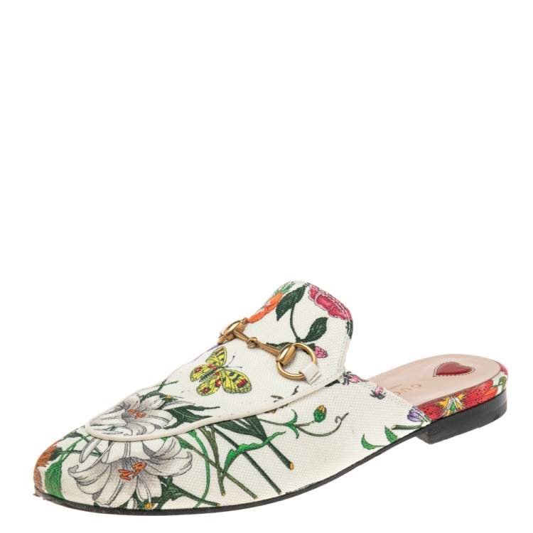 Gucci Multicolor Canvas Princetown Horsebit Mules Sandals Size 38.5 Gucci The Luxury Closet