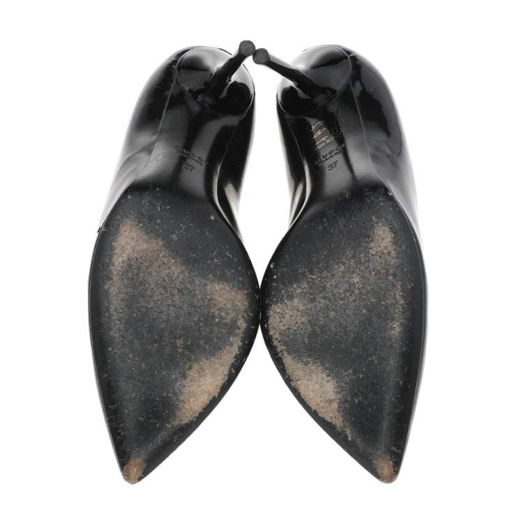 Pre Owned Gucci Black Patent Leather Pointed Toe Pumps Size 37
