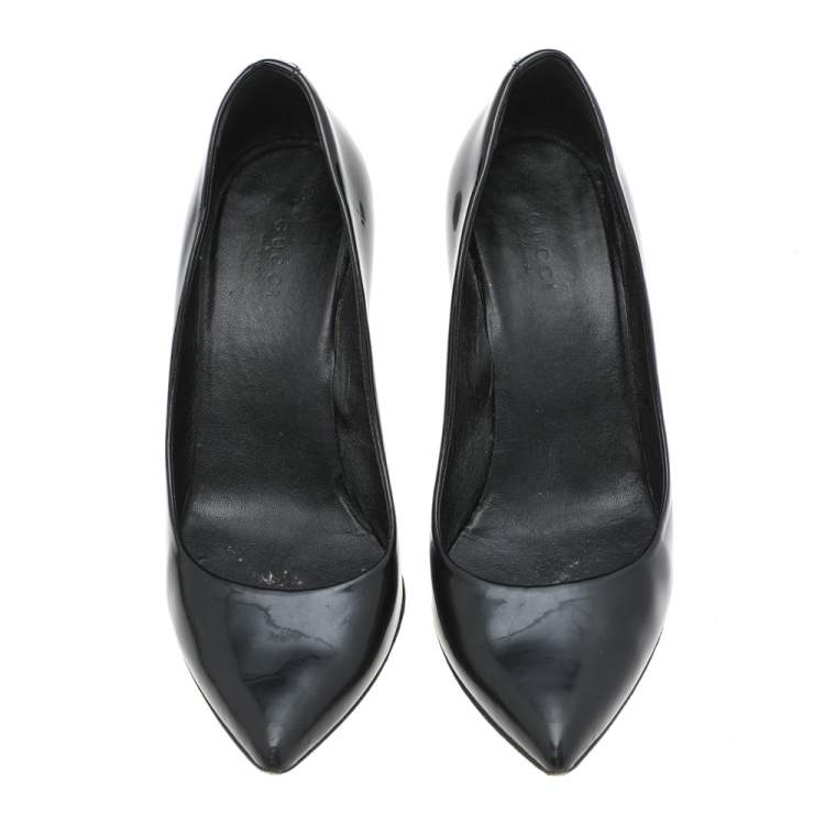 Pre Owned Gucci Black Patent Leather Pointed Toe Pumps Size 37