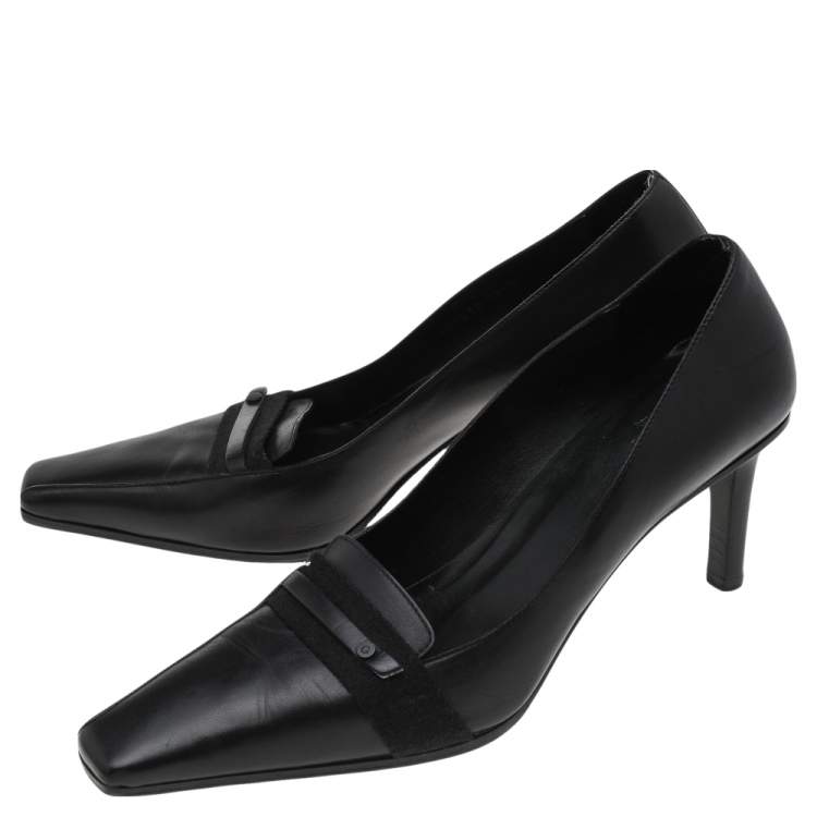 Pre Owned Gucci Vintage Black Leather Pumps Size 38.5