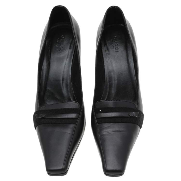 Pre Owned Gucci Vintage Black Leather Pumps Size 38.5