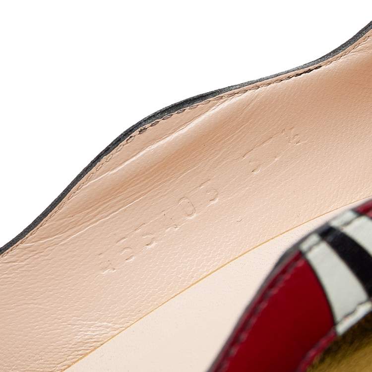 Pre Owned Gucci Gold Leather Yoko Snake High Heel Pumps Size 37.5
