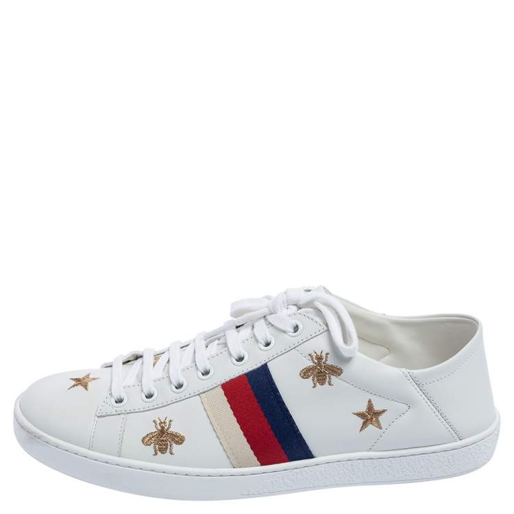 Women's Ace sneaker with bee in white leather
