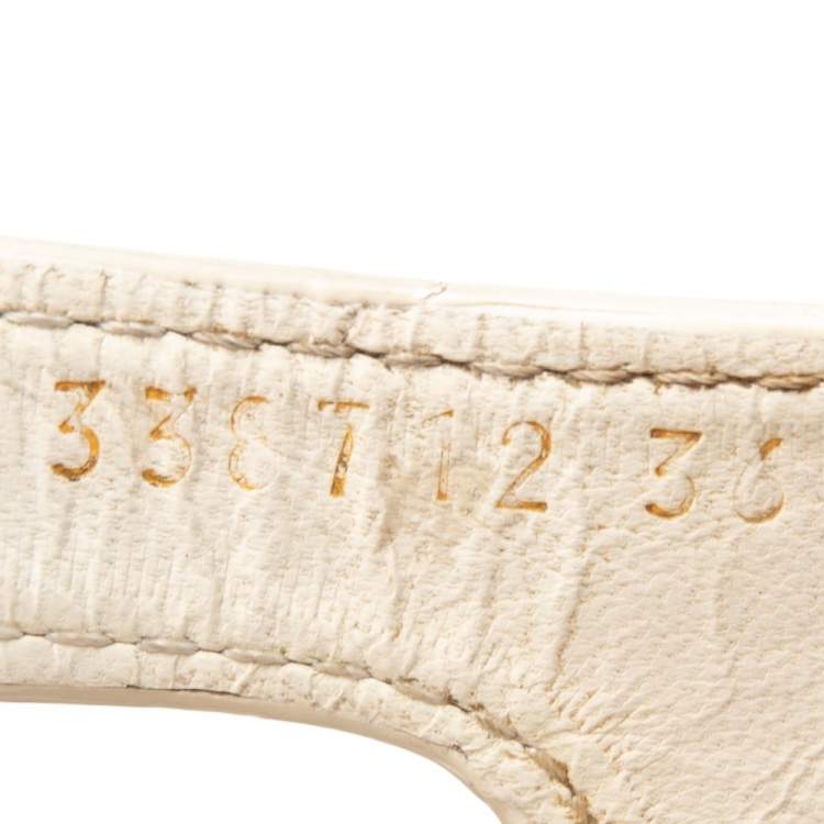 Pre Owned Gucci Off White Leather Ankle Wrap Sandals Size 36