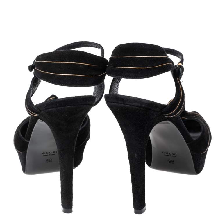 مملوكة مسبقًا Gucci Black Suede Kelly Knot Platform Sandals Size 41