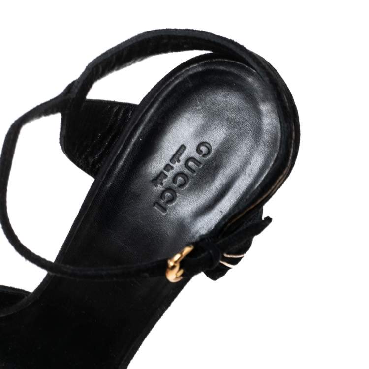 مملوكة مسبقًا Gucci Black Suede Kelly Knot Platform Sandals Size 41