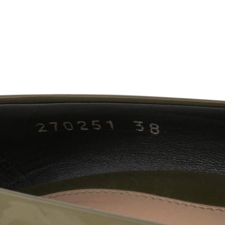 Pre Owned Gucci Olive Green Patent Leather Platform Pumps Size 38