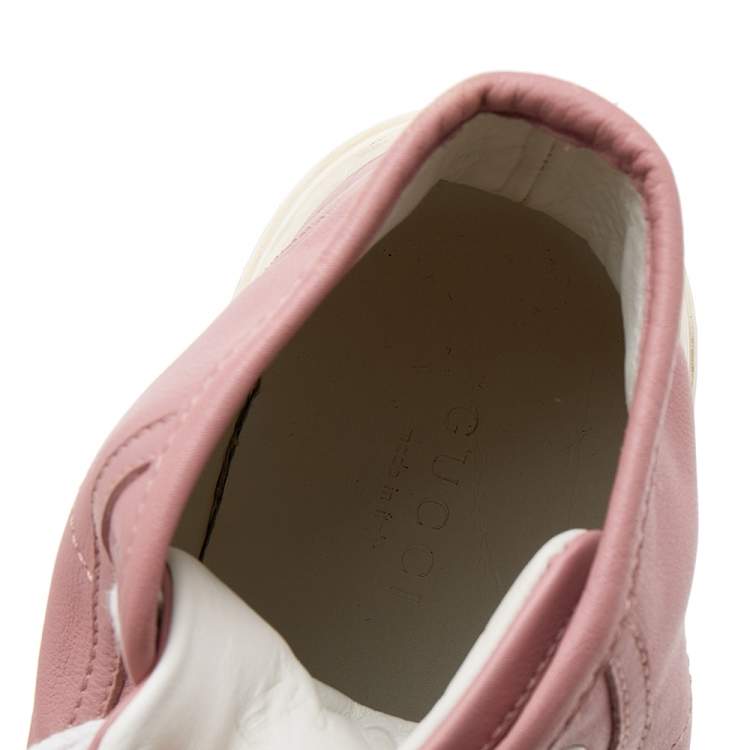 Pre Owned Gucci Old Rose Leather High Top Sneakers Size 35