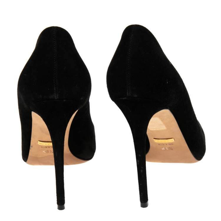 Pre Owned Gucci Black Suede Pointed Toe Pumps Size 38.5
