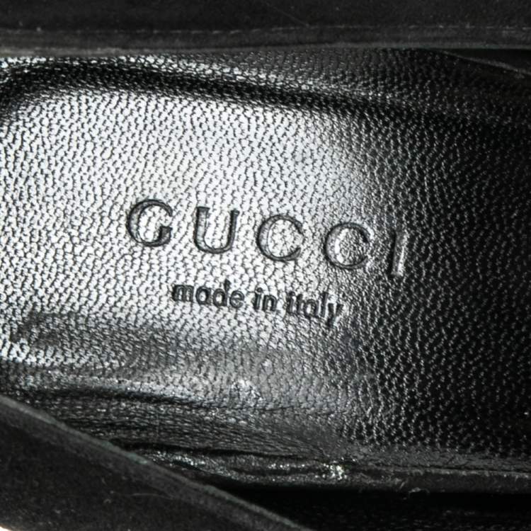 Pre Owned Gucci Black Suede Pointed Toe Pumps Size 38.5