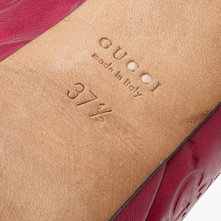 Pre Owned Gucci Red Guccissima Leather Peep Toe Platform Pumps Size 37.5