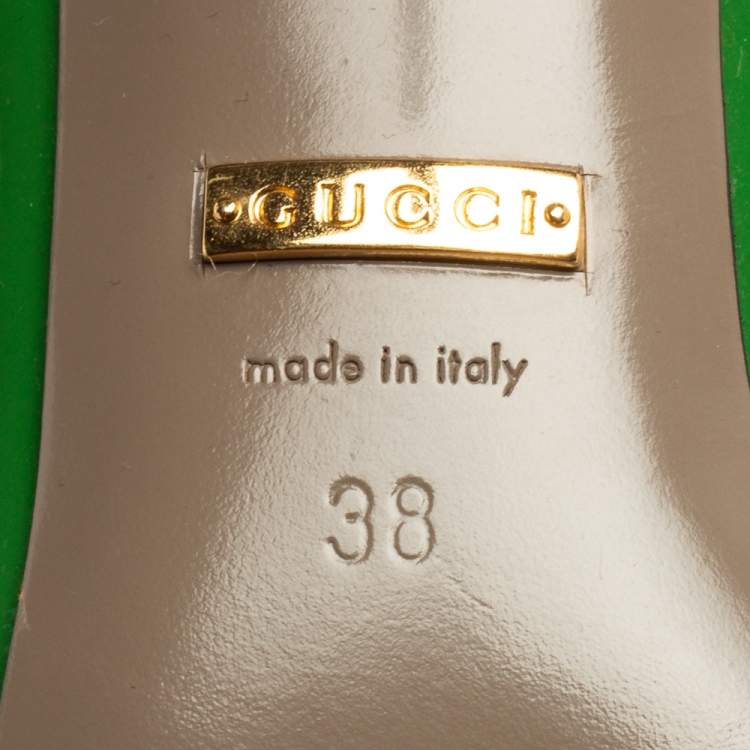 مملوكة مسبقًا Gucci Green Patent Leather Peep Toe Pumps Size 38