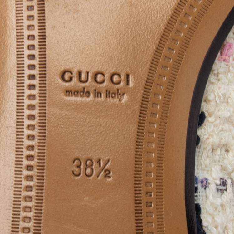 مملوكة مسبقًا Gucci Off-White Tweed Horsebit Jordaan Loafers Size 38.5