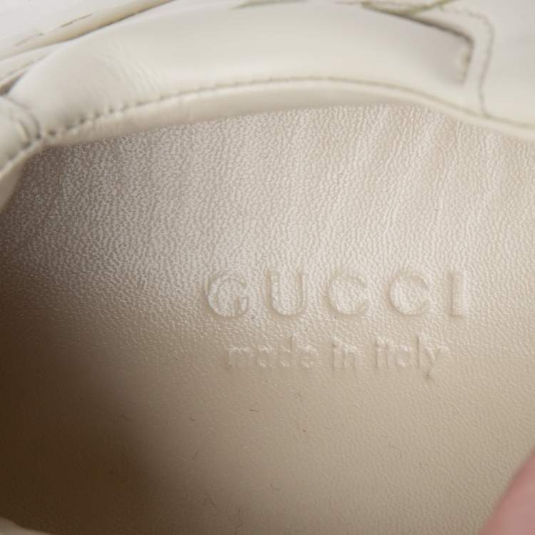 Pre Owned Gucci Off White Leather Rhyton Sneaker Size 37.5