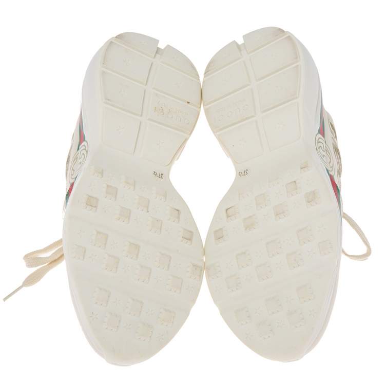 Pre Owned Gucci Off White Leather Rhyton Sneaker Size 37.5