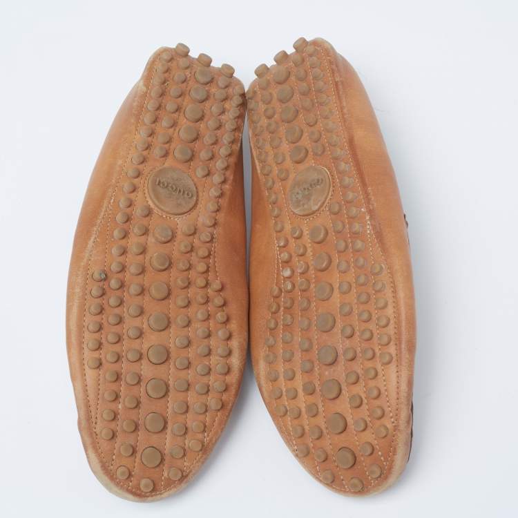 مملوكة مسبقًا Gucci Tan Leather Web Horsebit Loafers Size 39