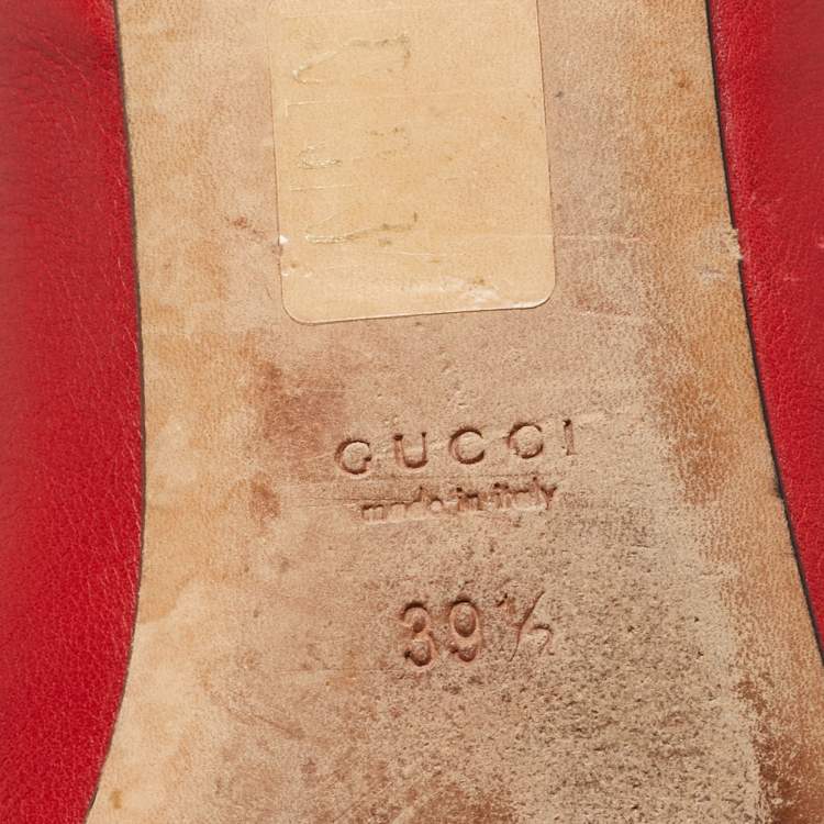 Pre Owned Gucci Red Leather Tassel Horsebit Loafers Size 39.5