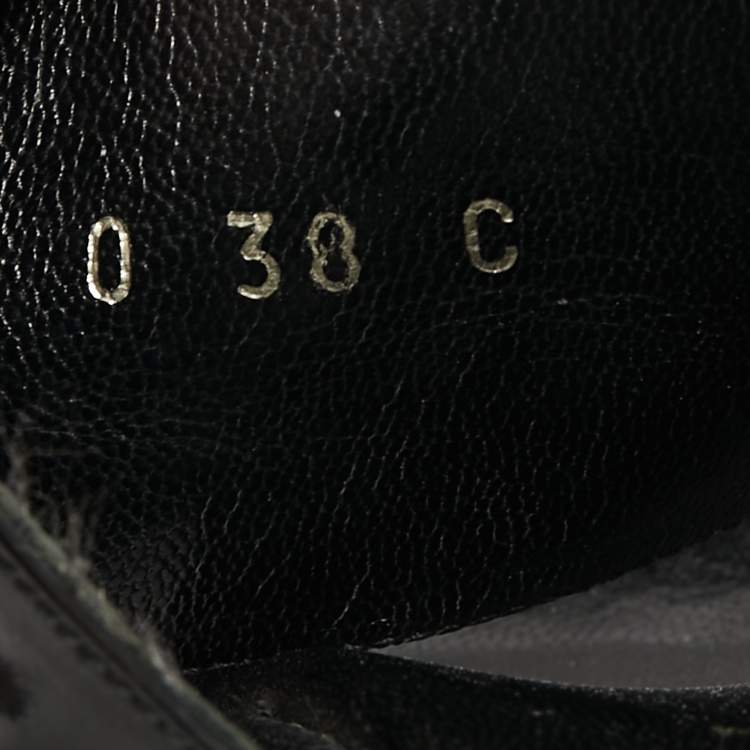 Pre Owned Gucci Black Patent Leather Cut-Out Wedge Slide Sandals Size 38