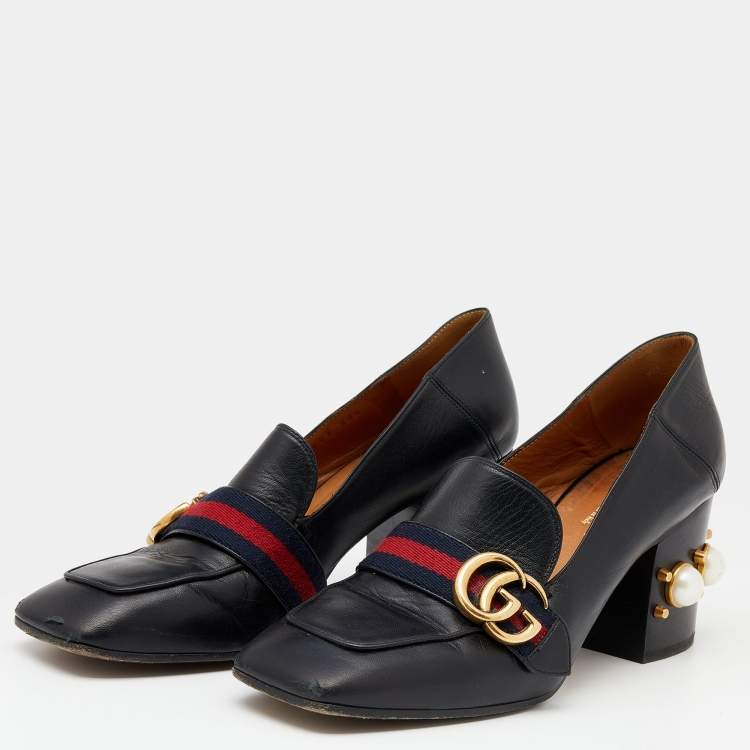 Gucci Red Leather Horsebit Chain Mid-Heel Loafers Size 8.5/39 | Yoogi's  Closet